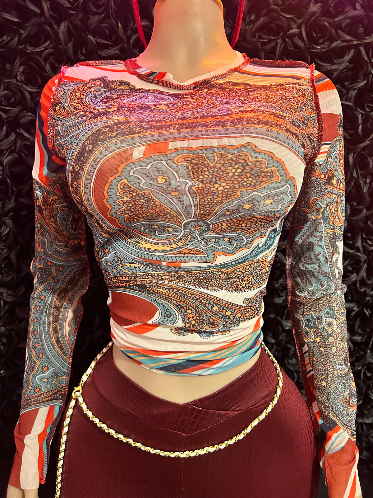 Mesh long sleeve body shirt