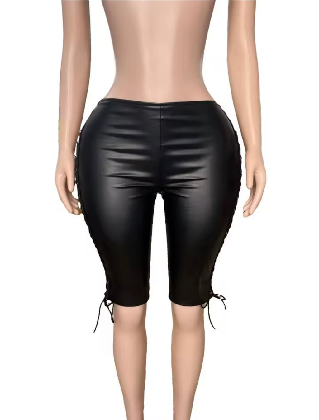 Lace up Leather knee shorts