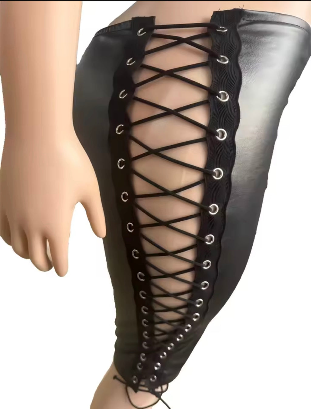 Lace up Leather knee shorts
