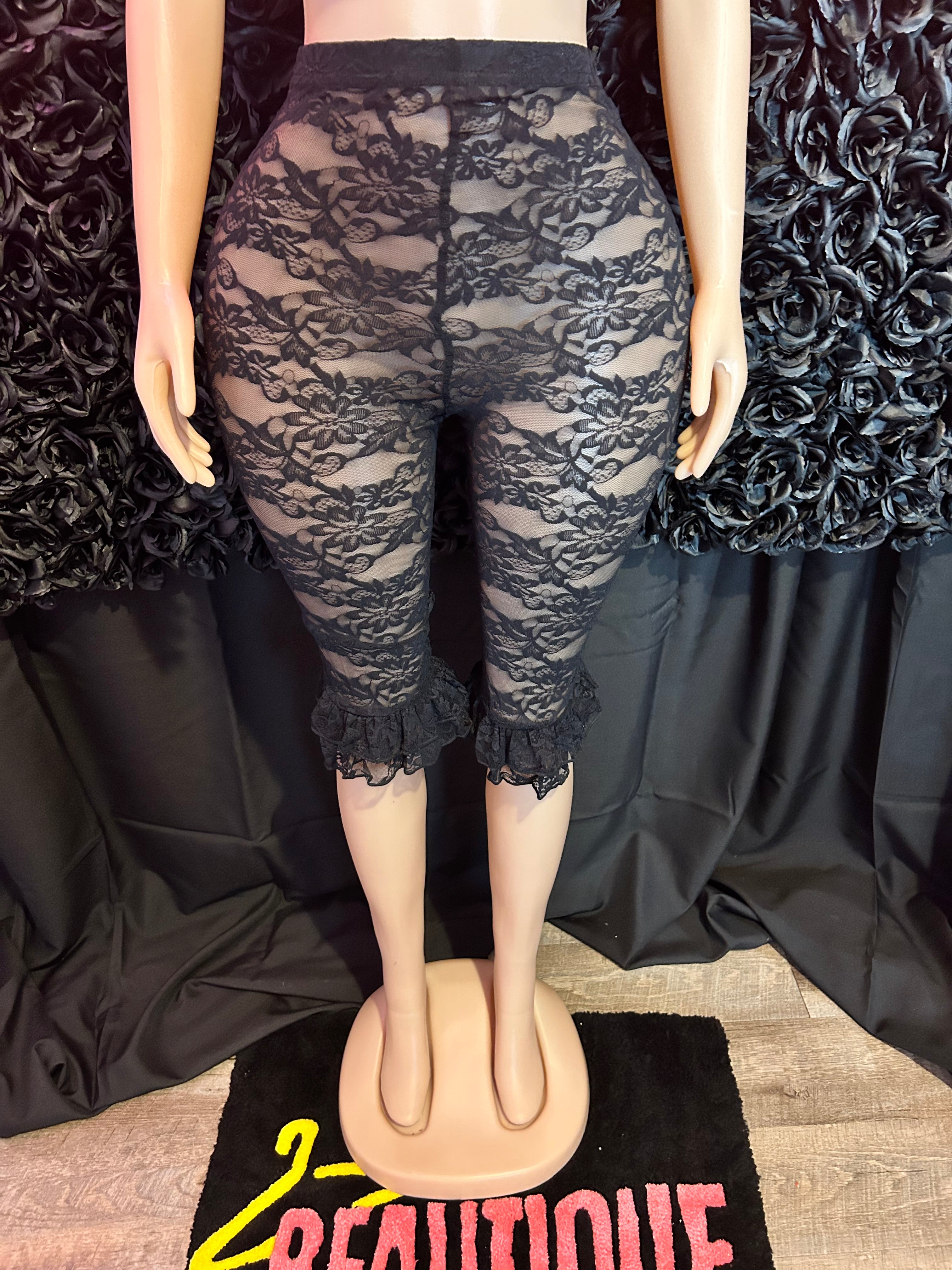 Lace ruffle leggings