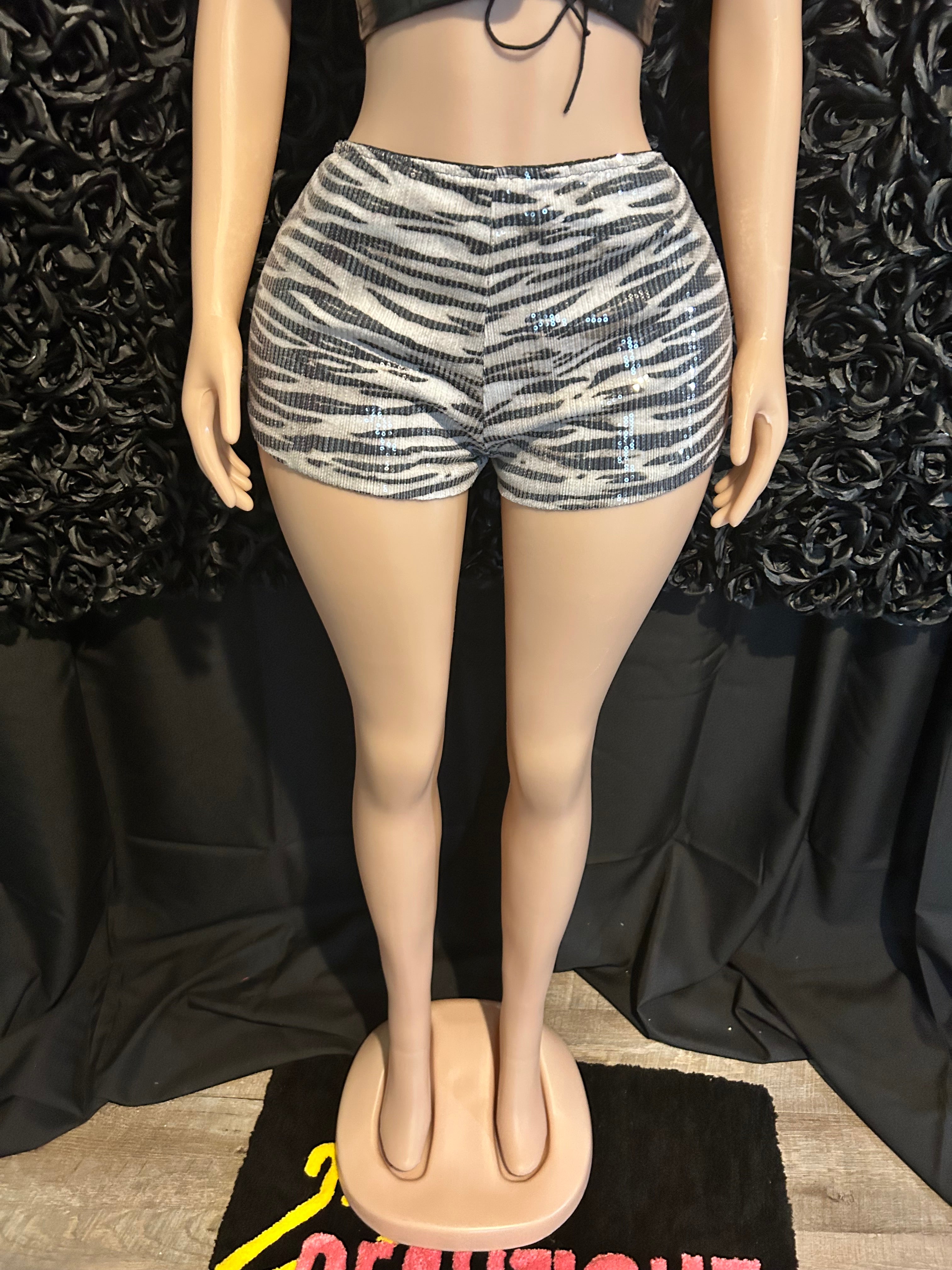 Zebra sequin shorts