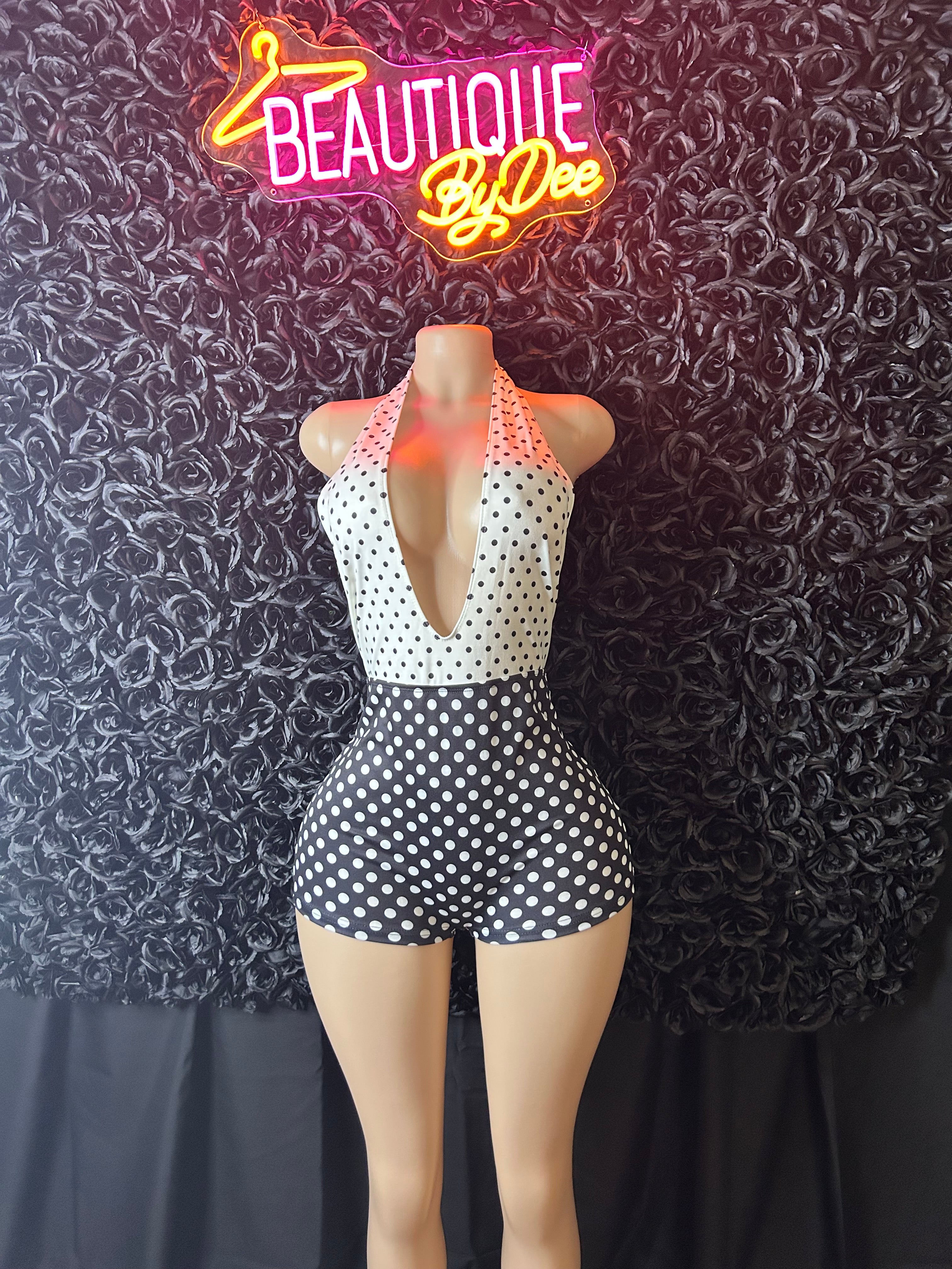 B/W polkadot bodysuit