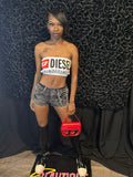 Black wash denim shorts