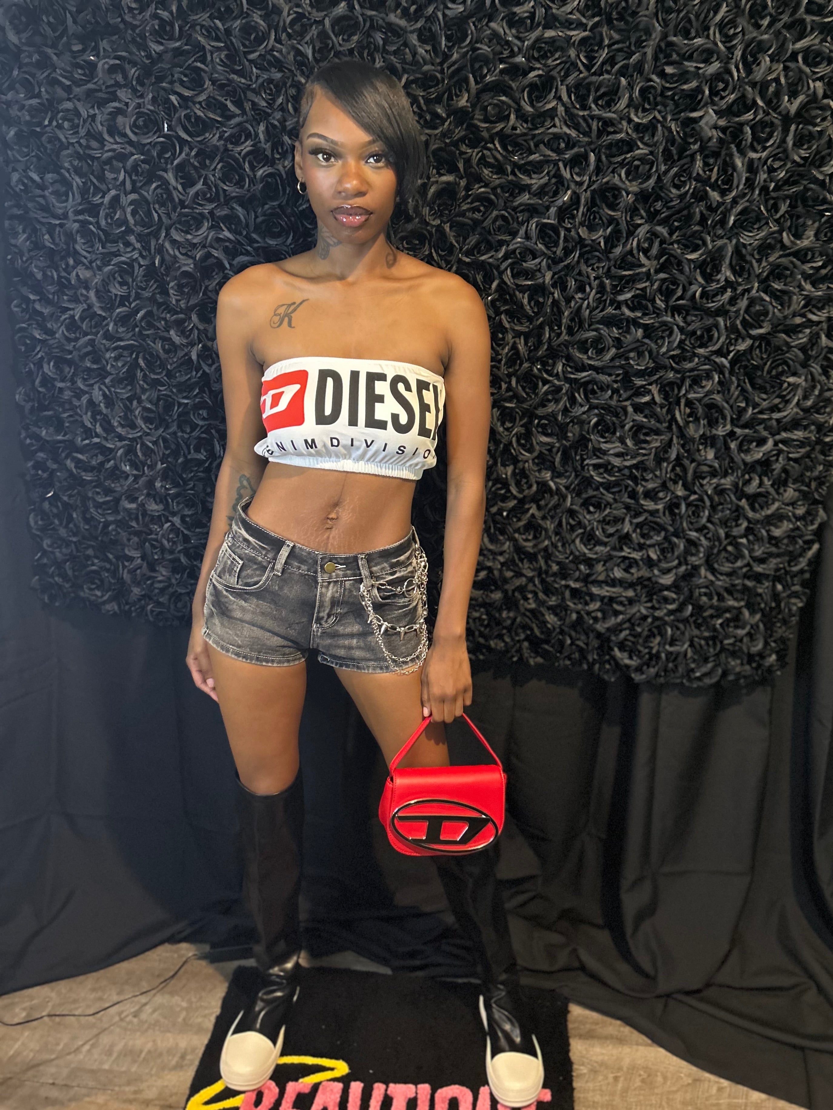 Black wash denim shorts