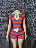 Stripped two piece short set